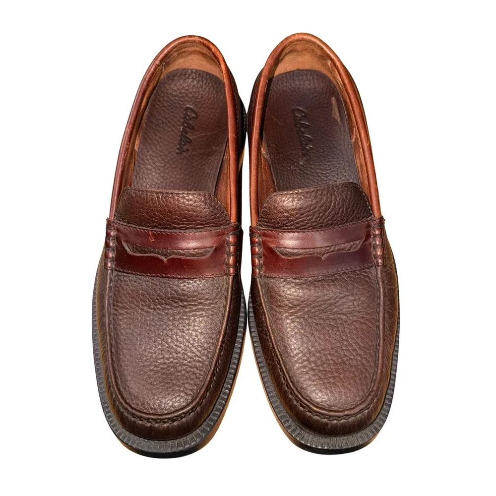Cabelas Medway Moc Toe Mens‎ 9M Pre-Owned Penny Loafers Brown Pebbled Leather